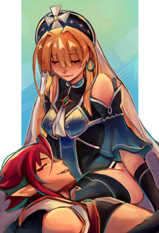 OCs Freya and Solaris - half body render